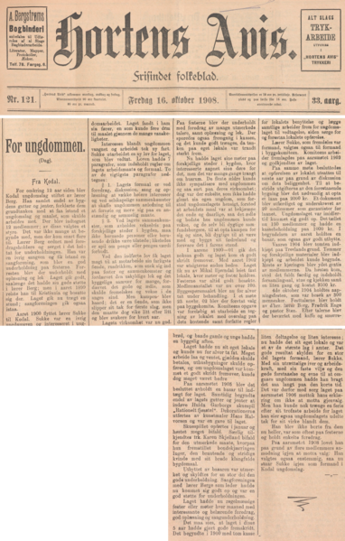 Fil:19081016 Hortens Avis - KUL - artikkel om Kodal ungdomslag 800px.png